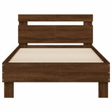 Bed Frame without Mattress with Headboard Brown Oak 100x200 cm 838532