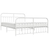 Bed Frame White Powder-coated steel Double Bed Frame 352650