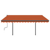 ZNTS Manual Retractable Awning with Posts 4x3 m Orange and Brown 3070140