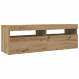 TV Cabinet with LED Lights Artisan Oak 120x35x40 cm Engineered Wood 856306