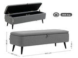 Storage Ottoman with Flip Top, Rectangular Upholstered Bench, Linen Feel Fabric Footstool with Steel T3398P328312
