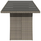 Garden Table with Glass Top Grey 240x90x75 cm Poly Rattan 365599