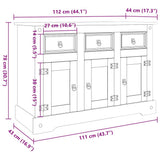 Sideboard Corona Grey 112x44x78 cm Solid Wood Mexican Pine 355084