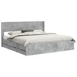 Bed Frame with Storage and Headboard Concrete Grey 200 x 200 cm 3414278