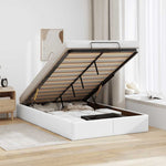 Ottoman Bed Frame without Mattress White Double Faux Leather 3310830