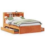 Bookcase Bed without Mattress Wax Brown 140x200 cm Solid Wood Pine 3308962
