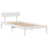 ZNTS Bookcase Bed without Mattress White 90x200 cm Solid Wood Pine 3321829