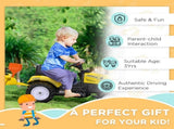 Kids Ride on Tractor with Back Trailer, Shovel & Rake, Horn, Four Wheels Tractor Toy for Child T3398P348051