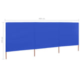 ZNTS 3-panel Wind Screen Fabric 400x120 cm Azure Blue 47147