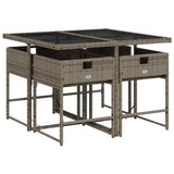 Garden Dining Set Grey PE rattan Compact Removable Covers 3211256