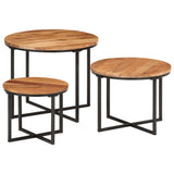 Nesting Coffee Tables 3 pcs Solid Wood Acacia and Iron 372742
