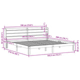 Bed Frame with Headboard without Mattress White 180x200 cm Super King 3306795