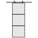 Sliding Door with Hardware Set Black 76x205 cm Tempered Glass 3375912