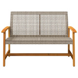 Garden Bench Grey 112 cm Poly Rattan and Acacia Wood 367599