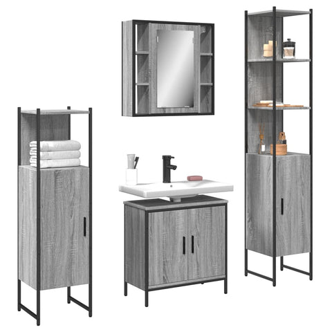 ZNTS 4 Piece Bathroom Cabinet Set Grey Sonoma Engineered Wood 3214773