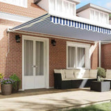 Retractable Awning Blue and white 500 x 300 cm Fabric, Metal 3331194