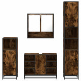 4 Piece Bathroom Furniture Set Smoked Oak Engineered Wood 3301242