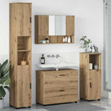 Bathroom Furniture Set with Drawer with Shelf 4 pcs Artisan Oak 3393052