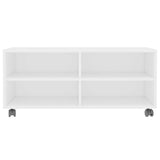 800180 TV Cabinet with Castors White 90x35x35 cm Engineered Wood
