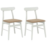 Dining Chair 2 pcs White and Brown Solid Rubber Wood 42020490