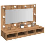Mirror Cabinet with LED Artisan Oak 90x31.5x62 cm 857006