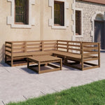 ZNTS 6 Piece Garden Lounge Set Honey Brown Solid Wood Pine 3075732