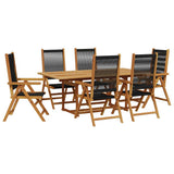 Garden Dining Set Black Solid acacia wood, Polypropylene Large 3281733