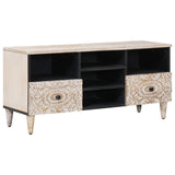 TV Cabinet with Shelf White 100 x 33.5 x 46 cm Solid Mango Wood 4018386
