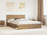 Bed Frame Artisian Oak 140 x 190 cm Solid Pine Wood 3411018