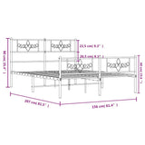 Metal Bed Frame without Mattress with Footboard Black 150x200cm 355287