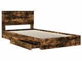 Storage Bed with Drawer Smoked Oak 100 x 200 cm Engineered Wood 3411240