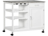 Compact Kitchen Trolley Utility Cart on Wheels with Wine Rack, Drawer, Open Shelf and Storage T3398P329550