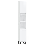 ZNTS 3 Piece Bathroom Furniture Set High Gloss White Engineered Wood 3190285
