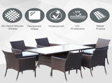 6 Seater Rattan Dining Set with Cushions, Rattan Garden Furniture Set with 6 Armchairs, Rectangular T3398P317727