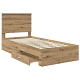 Bed Frame with Drawer Artisan Oak 90 x 190 cm Engineered Wood 3409702