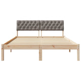 Bed frame Brown and taupe 135 x 190 cm Solid pine wood 878622