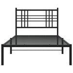 ZNTS Metal Bed Frame without Mattress with Headboard Black 107x203cm 376320
