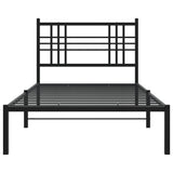 ZNTS Metal Bed Frame without Mattress with Headboard Black 107x203cm 376320
