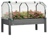 Raised Garden Bed Outdoor Elevated Wood Planter Box w/ PE Cover, Dark Grey T3398P313639