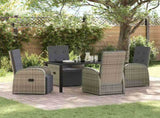 Garden Dining Set with Cushion 5 pcs Grey Poly Rattan 3379501