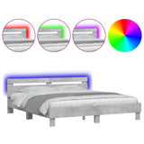Bed Frame with LED without Mattress Concrete Grey 180x200 cm Super King 3207528