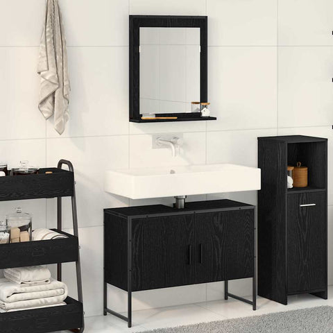 Bathroom Furniture Set with Storage 2 pcs Black 80 x 33 x 60 cm 3334333