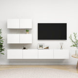 4 Piece TV Cabinet Set White Engineered Wood 3078711
