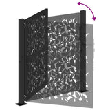 Garden Gate Black 100x100 cm Steel Leaf Design 4100959