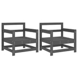 Garden Chairs 2 pcs Grey Solid Wood Pine 825494