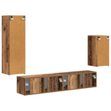 TV Cabinet Set Wall-mounted 4 pcs Old Wood Engineered Wood 3409013