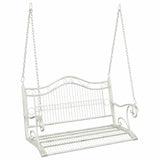Swing Bench Steel 115 x 61 x 63 cm Antique White 42038692