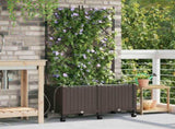 Garden Planter with Irrigation&Wheels 2 pcs Brown PP 3423004