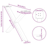 Coffee Table Legs X-Shaped 2 pcs White 70x cm Steel 4012905