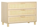Rattan Bedroom Chest of Drawers, 3 Drawers Storage Unit, Boho Dresser for Living Room, Hallway, T3398P329429